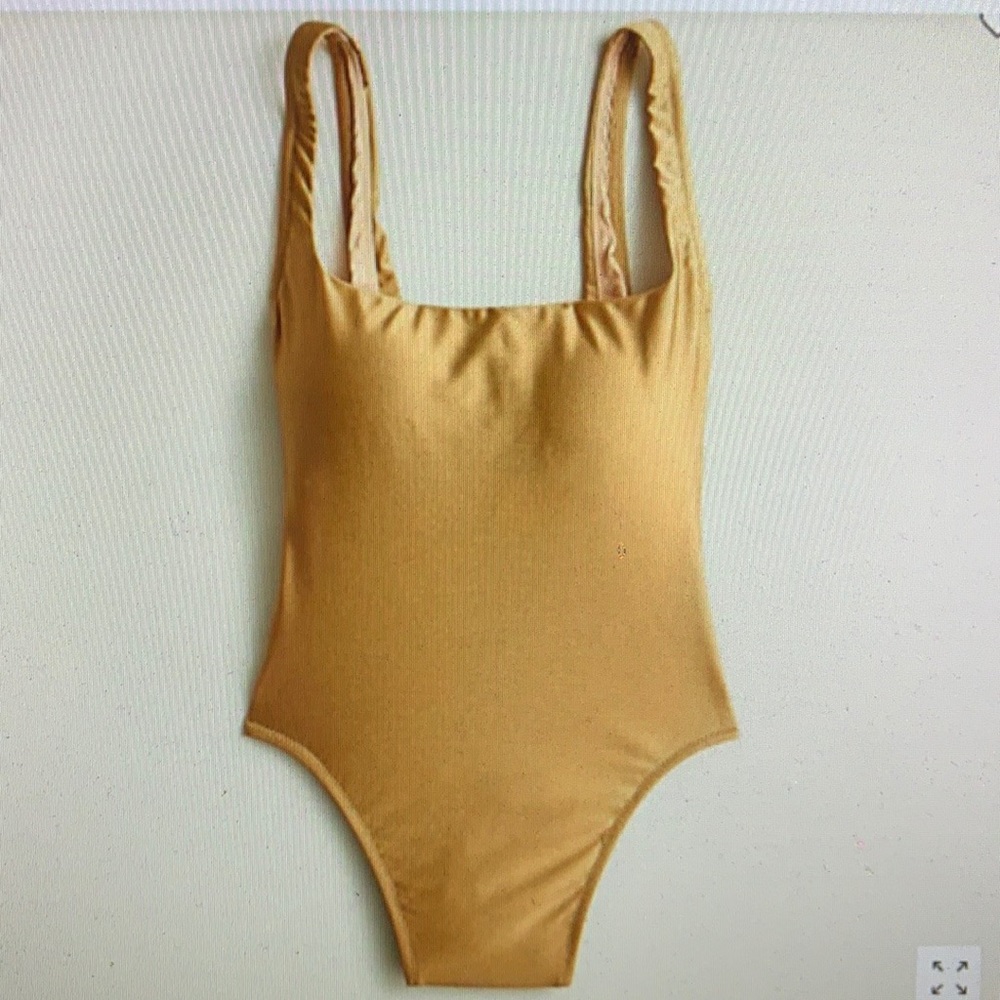 J Crew Liquid Bronze shiny square neck one piece..never worn..